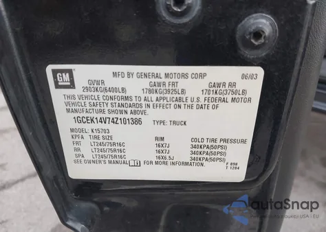 2004 Chevrolet Silverado 1500 Ls from USA, damaged, VIN 1GCEK14V74Z101386